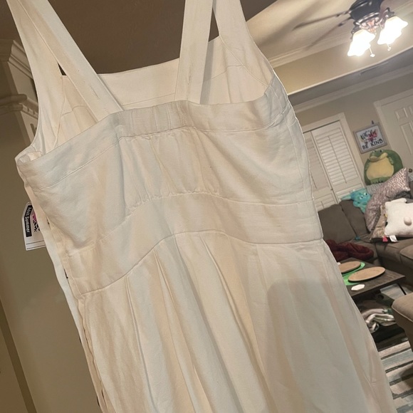 GAP Apron Midi Cotton-Linen White Dress - Picture 7 of 11